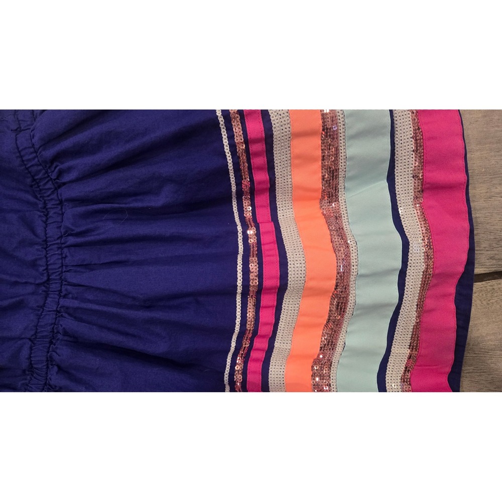 Gymboree Girls Blue Sleeveless Sequin Striped Hem Party Dress Size 8 - Picture 3 of 5